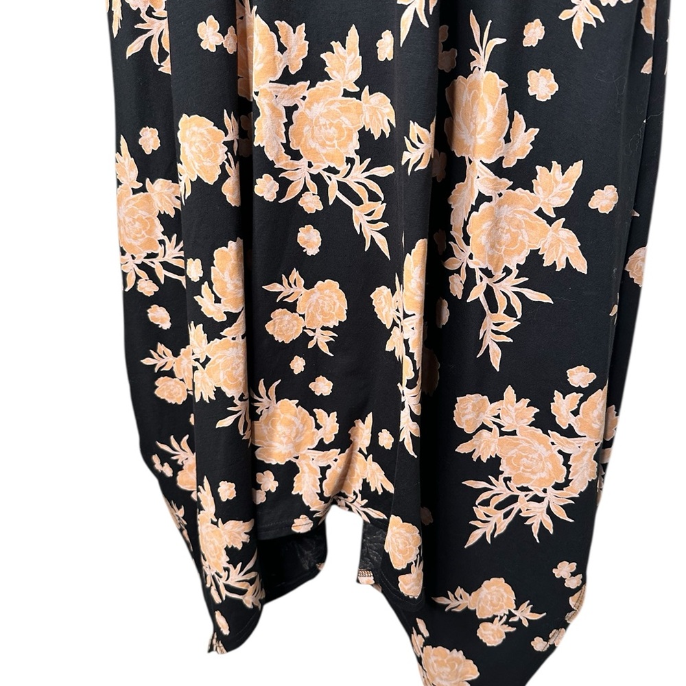 Pact Twilight Floral Fit & Flare Midi Dress Handkerchief Hem Size Large Black - Picture 6 of 10